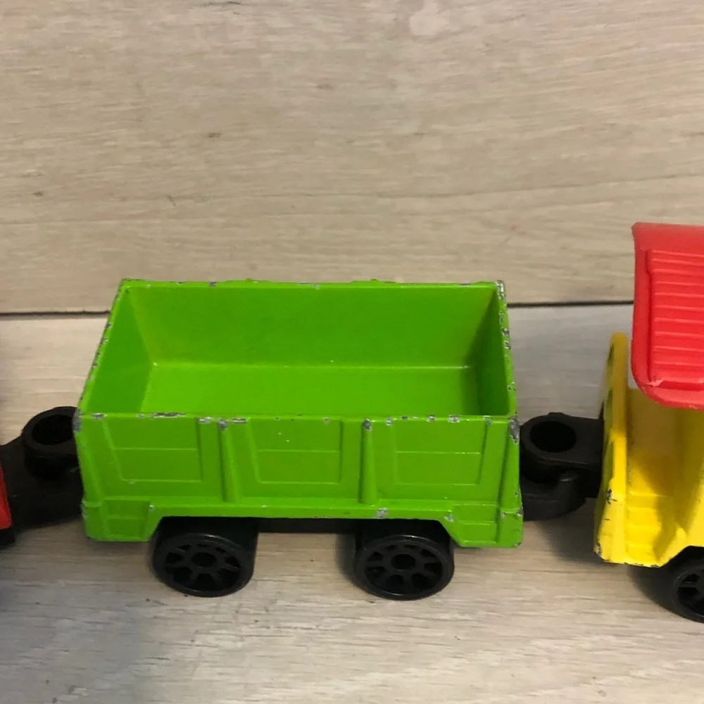 Vintage Mattel Preschool First Wheels Train Die Cast 3 Piece Set '80 Cake Topper